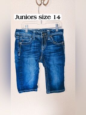 Miss Me Blue Denim Knee-Length Shorts